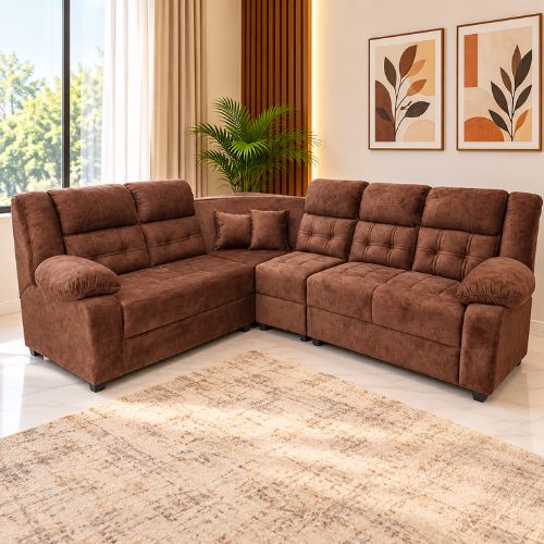 Modern Brown L-Shape Corner Sofa