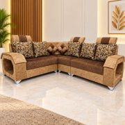 Floral Fabric L-Shape Corner Sofa