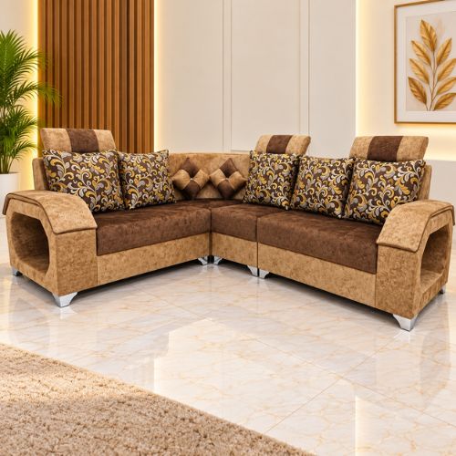 Floral Fabric L-Shape Corner Sofa