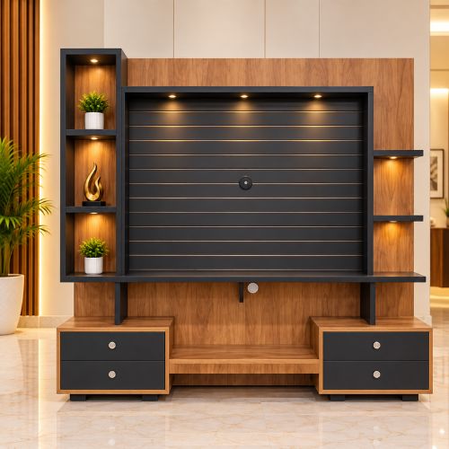 Walnut Black TV Showcase